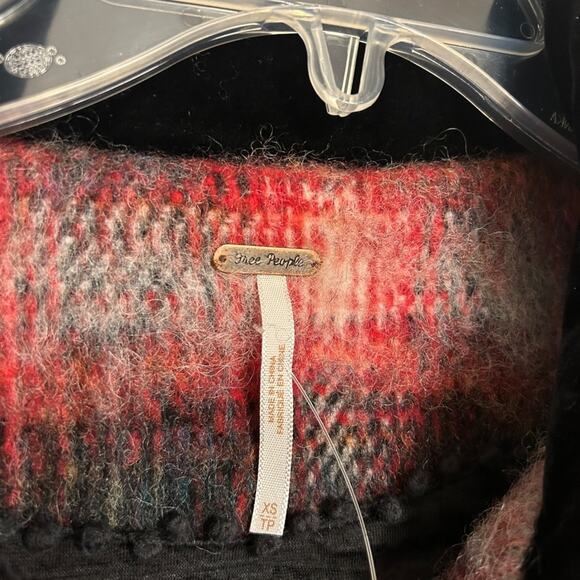 Free People Plaid Wool Blend Military Jacket Women's XS Red Black Velvet Collar - Picture 4 of 8